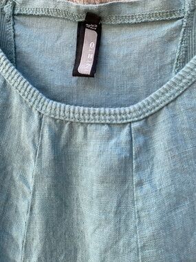 Light Blue Linen Scoop Neck Top - Made in Italy